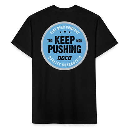 Blue on Black Keep Pushing Circle - black